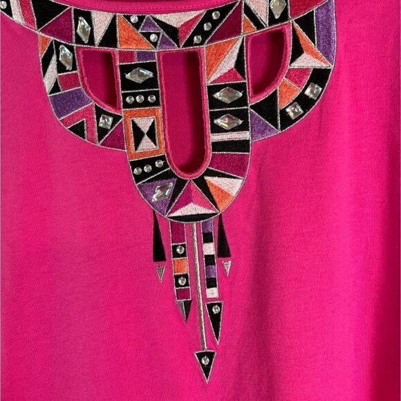 Bob Mackie's Women's Wearable Art Embroidered Cut-Out Pullover Top Size 1X** - Picture 4 of 12